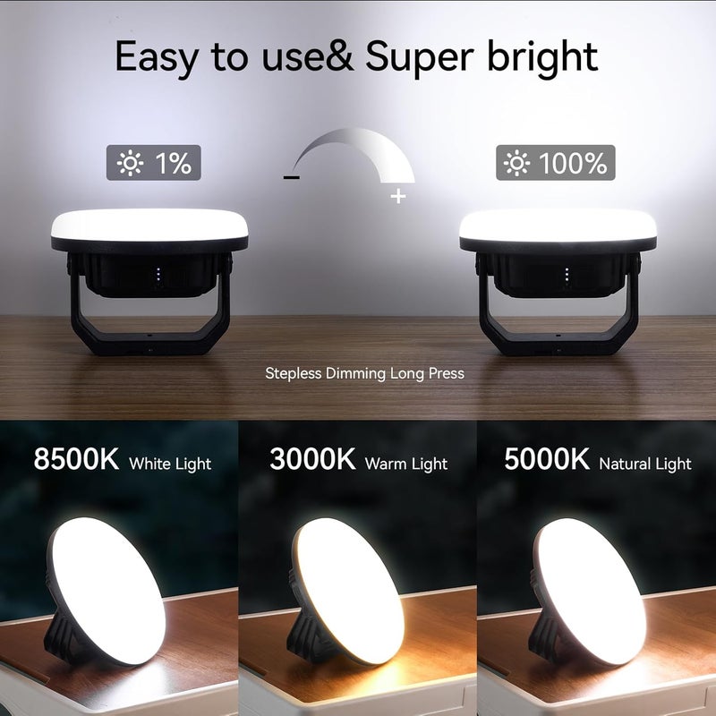 vavofo 30W 3000LM LED Camping Lantern Rechargeable, 3 Lighting Modes, 7200mAh Power Bank,IP65 Waterproof Flashlight , Portable Tent Light with Magnetic Base for Emergencies, Power Outages(Black) - Image 2